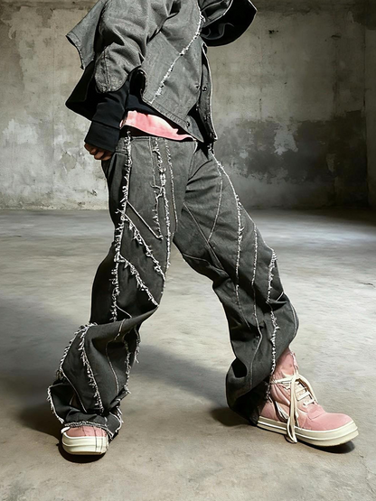 Deconstructed Color Block Flare Pants WN21998