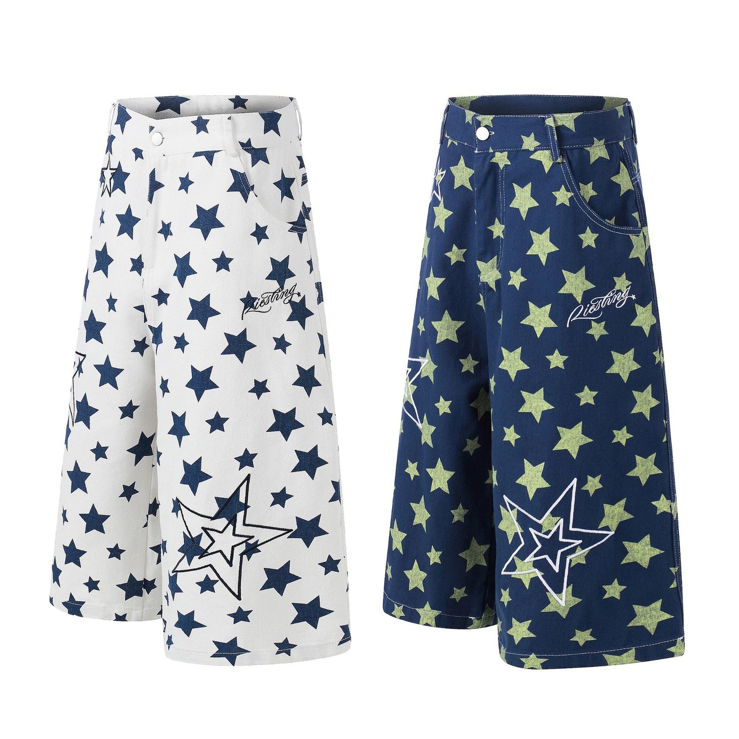Star Print Denim Half Jeans WN25801