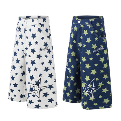 Star Print Denim Half Jeans WN25801