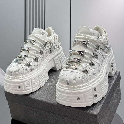 Chain Studs Damage Platform Sneakers WN24643