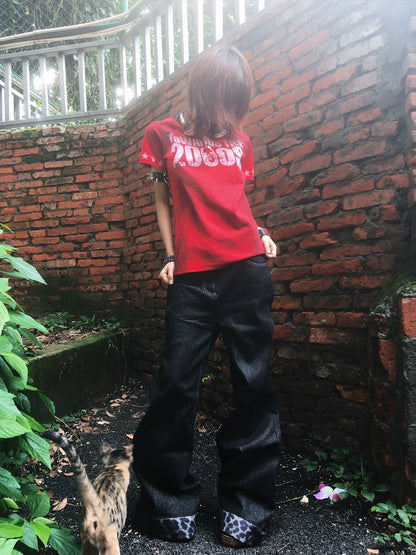 Leopard Flare Denim Jeans WN20893