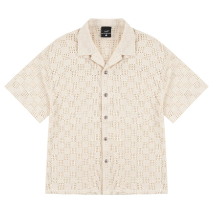 Cutout Cuban-Collar Short Sleeve Shirt WN17477