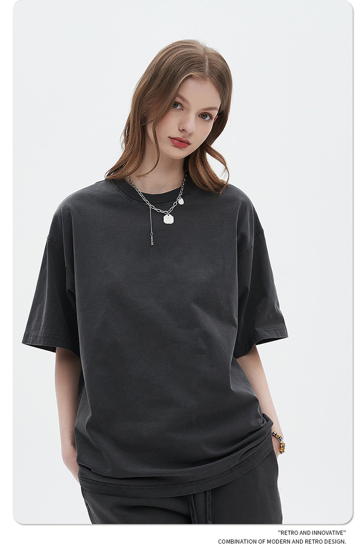 Oversize Washed Short-sleeve-T-shirt & Washed Short Sweatpants Setup WN6633