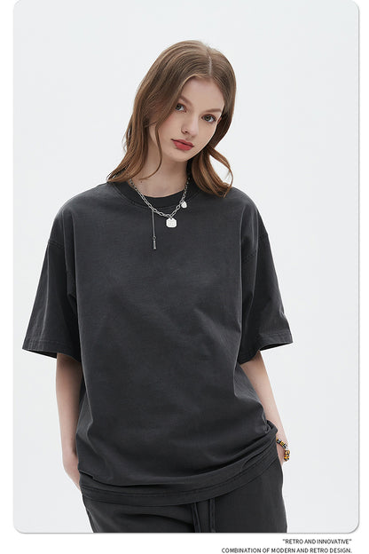 Oversize Washed Short-sleeve-T-shirt & Washed Short Sweatpants Setup WN6633-K