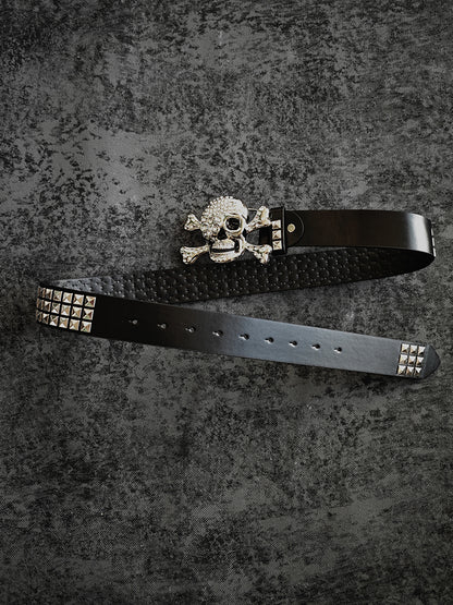 Rhinestone Skull Studs Belt WN16076