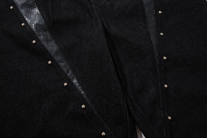 Python Pattern Rivet Denim Half Pants WN25746