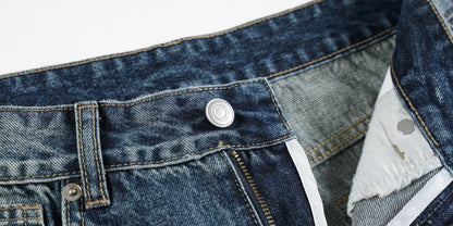 Metal Stud Washed Wide Leg Denim Jeans WN27843