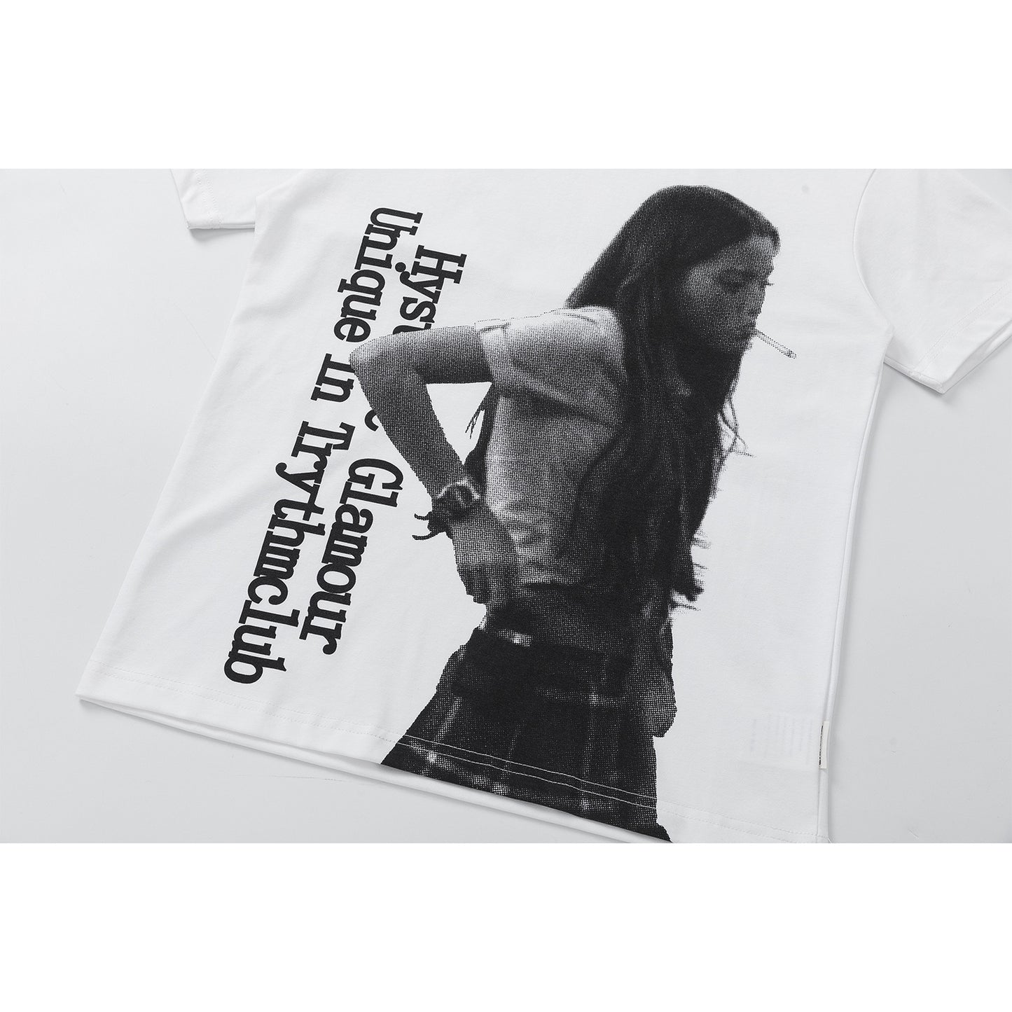 Sorona Figure Print Small Collar Short Sleeve T-Shirt WN25890