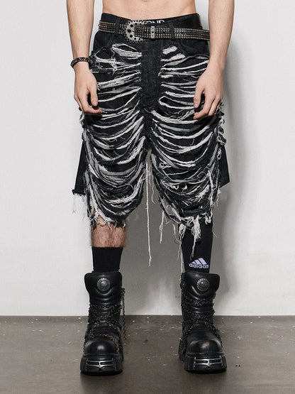 Heavy Washed Cut Denim Half Jeans WN17029