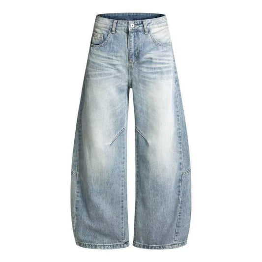 Washed Drape Wide Leg Denim Jeans WN27932