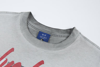 Washed Rock Band Print Short Sleeve T-Shirt WN25485
