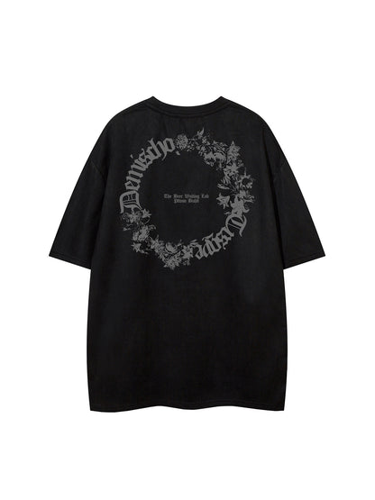 Suede Letter Print Short Sleeve T-Shirt WN25619