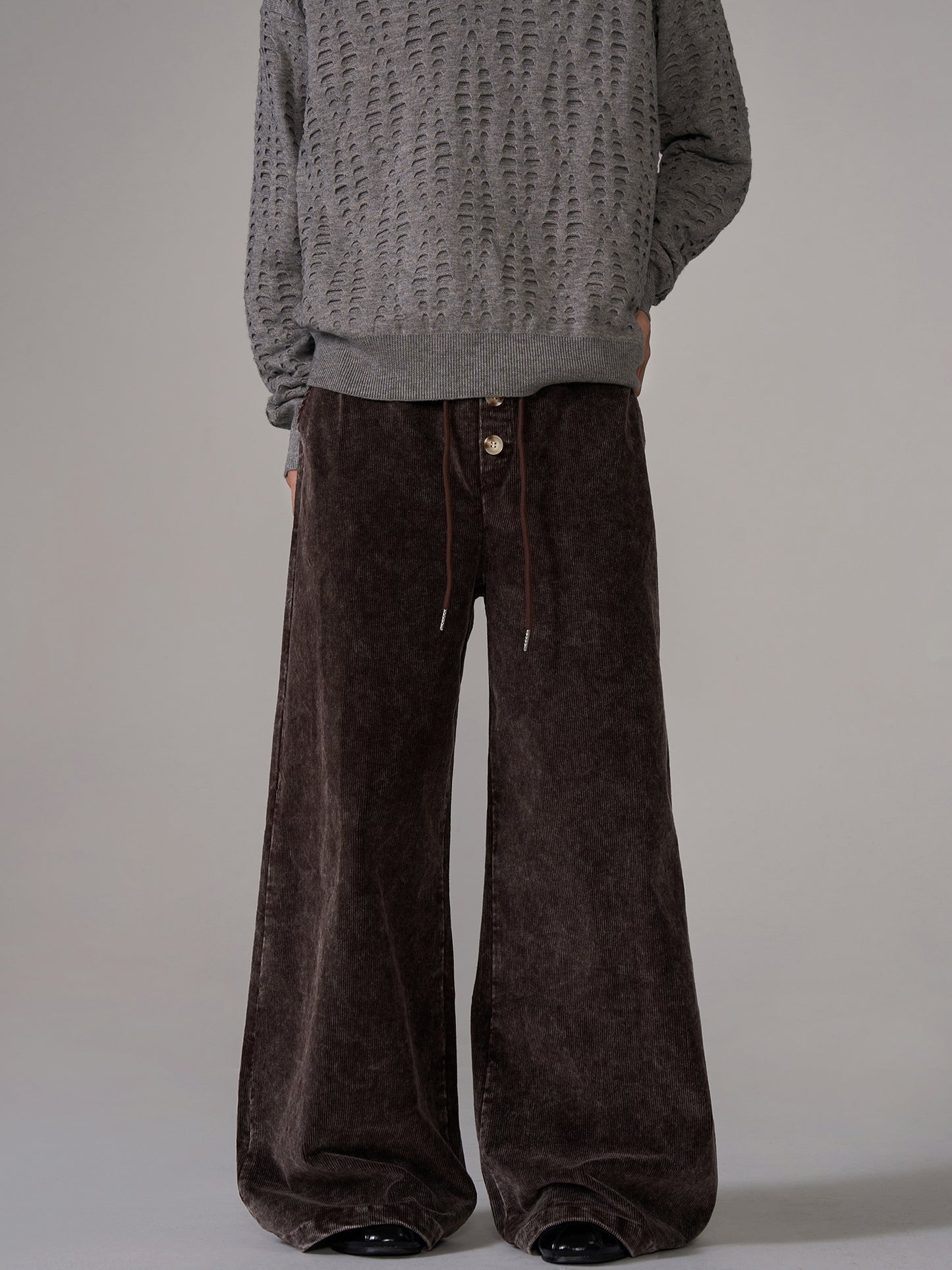 Washed Corduroy Wide-Leg Straight Pants WN10653