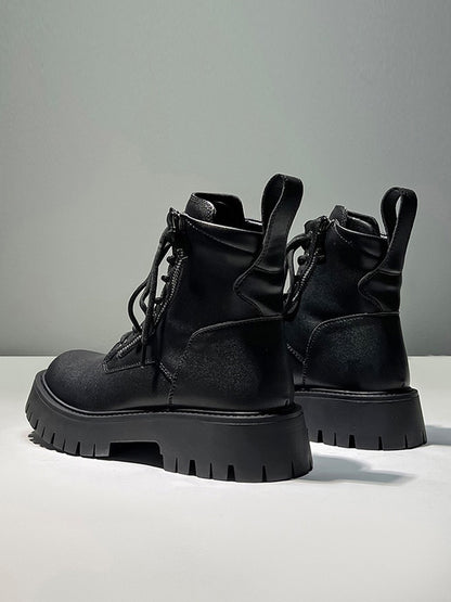 Leather Side Zipper High-Top Boots WN22588