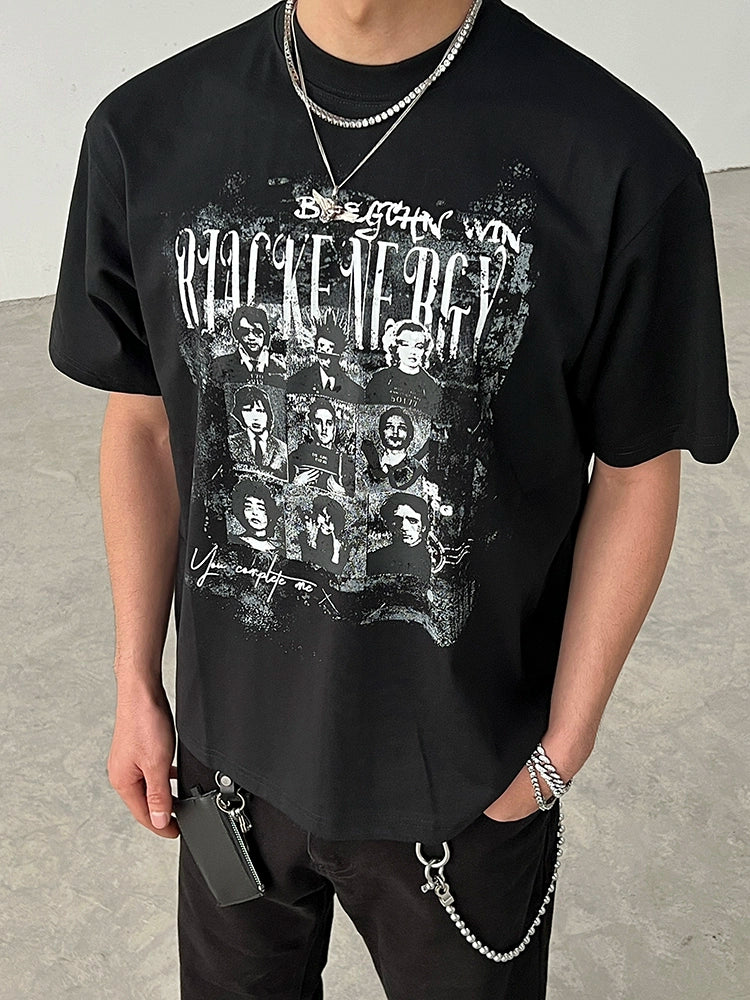 Portrait Print Oversize Short Sleeve T-Shirt WN19565