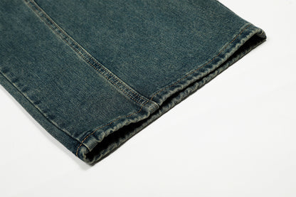 Washed Embroidery Wide Leg Denim Jeans WN25406