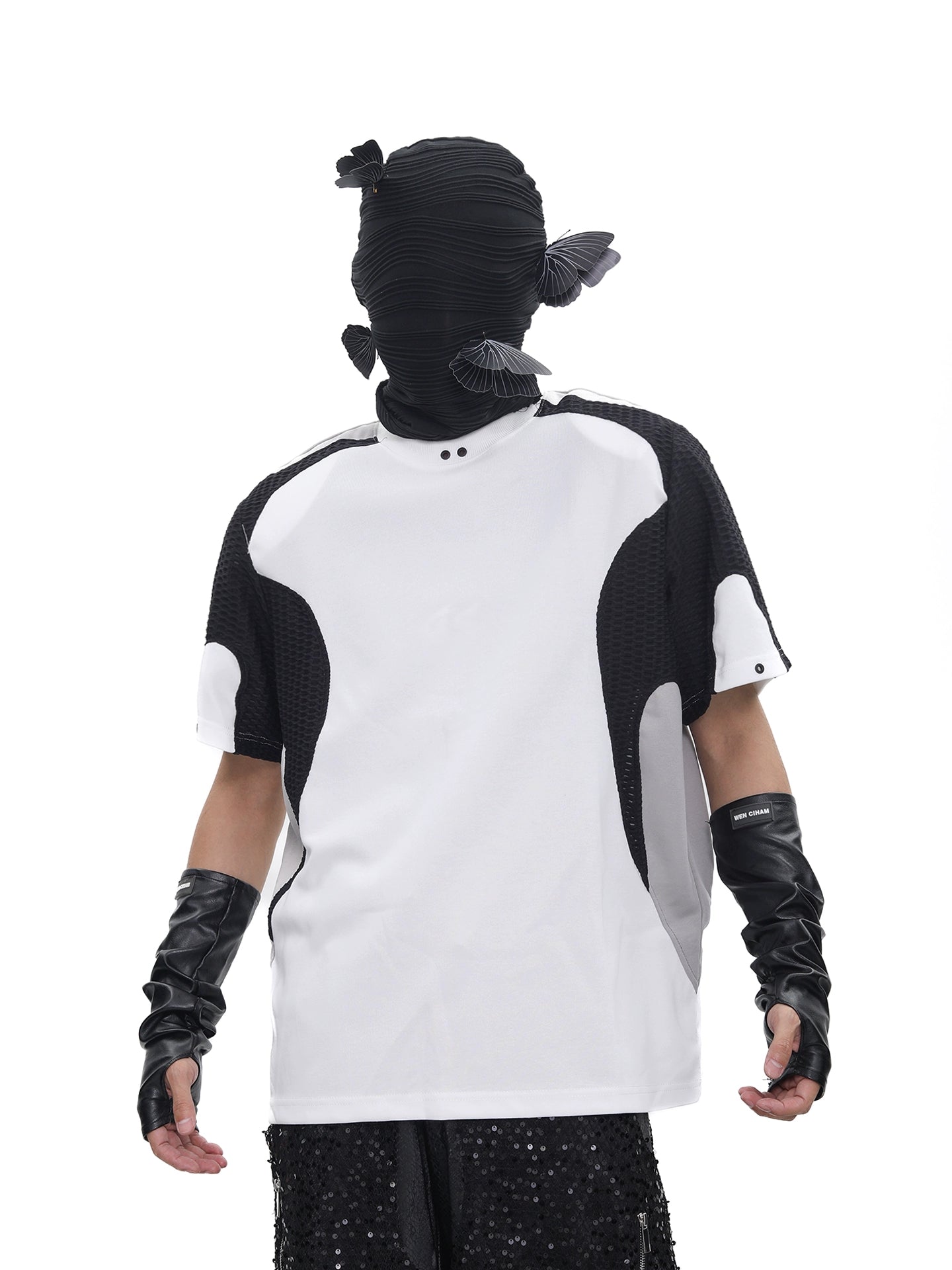 Colorblock Mesh Design Short Sleeve T-Shirt WN18711