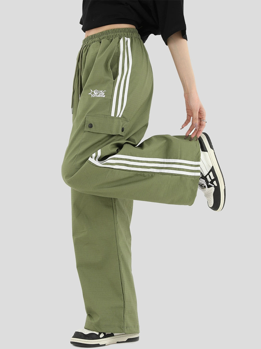 Side Stripe Wide Leg Cargo Sporty Pants WN7147