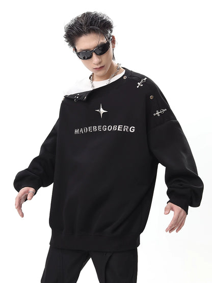 Metal Toggle 3D Lettering Crewneck Sweatshirt WN10351