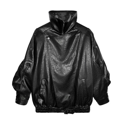 Standing-Collar PU Leather Jacket WN21195