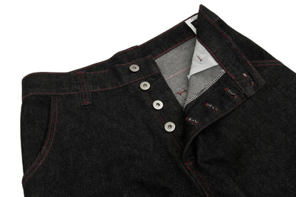 Contrast Stitch Panel Curved Wide Leg Denim Jeans WN25910