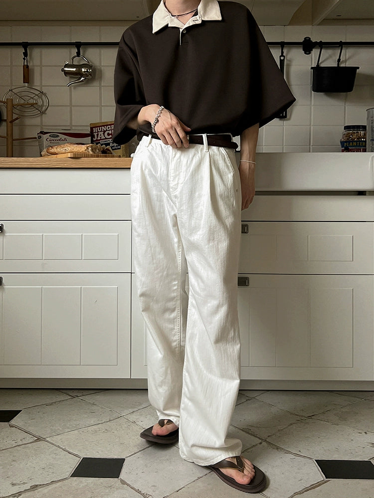 Color Block Oversize Short Sleeve Polo Shirt WN20272