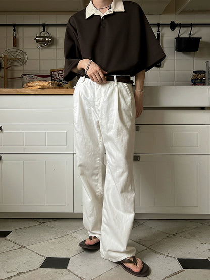 Color Block Oversize Short Sleeve Polo Shirt WN20272