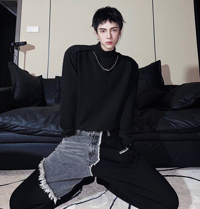 High-Neck Texture Knit Sweater WN25067
