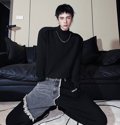 High-Neck Texture Knit Sweater WN25067