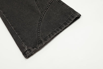 Washed Multipocket Flare Cargo Denim Jeans WN11370