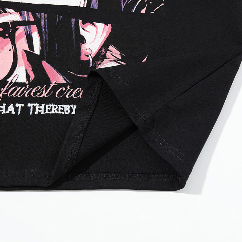 Anime Print Oversize Short Sleeve T-Shirt WN18521