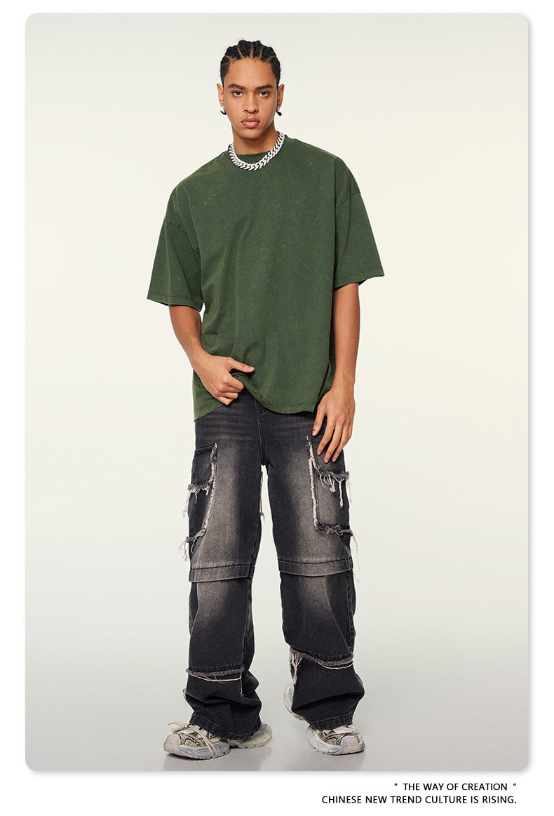 Washed Oversize Short-sleeve T-shirt WN6455