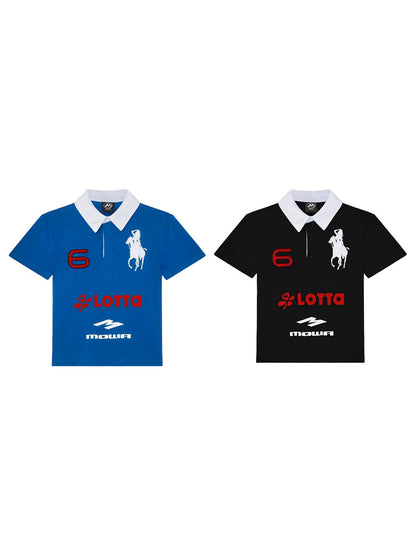 Angel Horse Embroidery Short Sleeve Polo T-Shirt WN24211