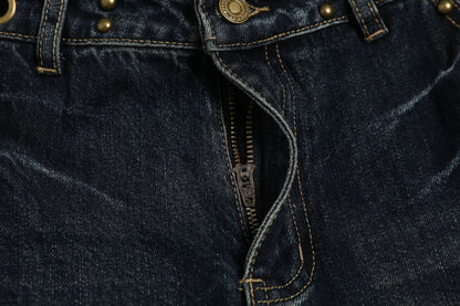 Fake Layered Leopard Print Wide Leg Denim Jeans WN26148