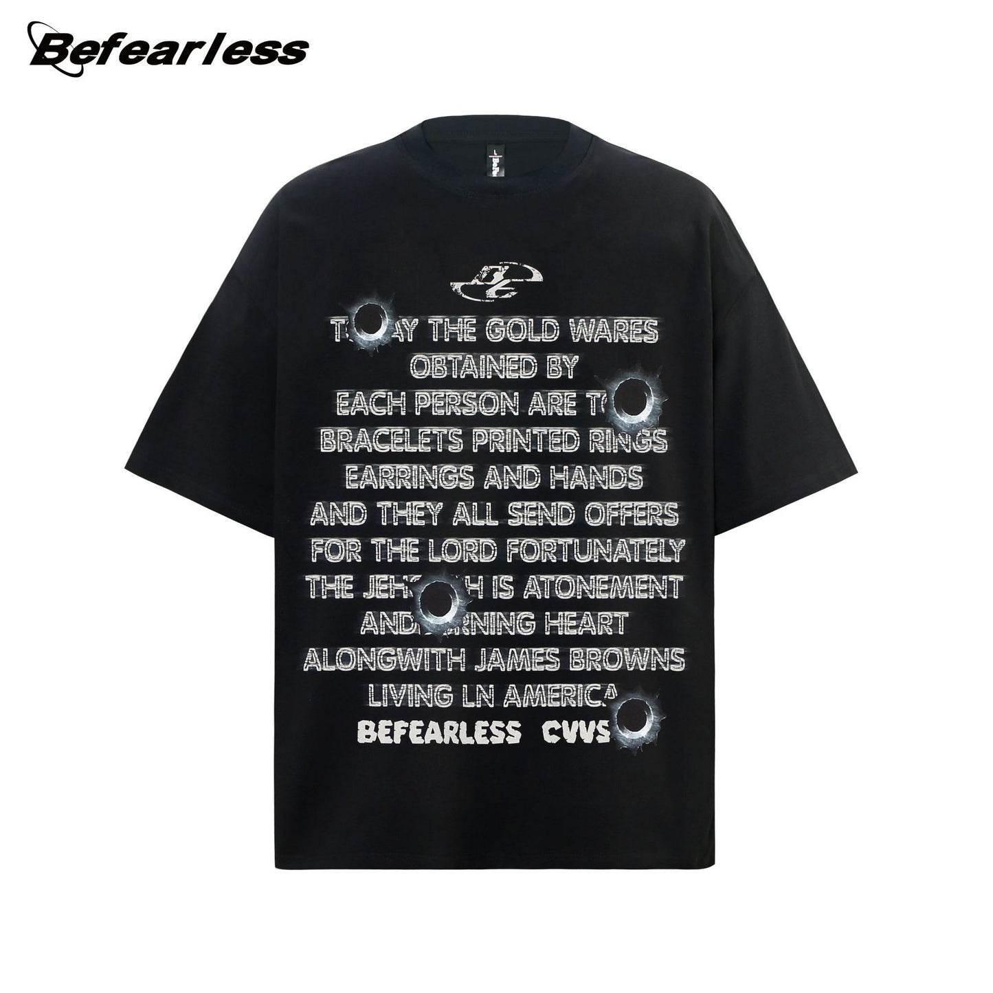 Bullet Hole Letter Print Short Sleeve T-Shirt WN26221
