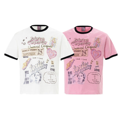 Ringer Graphic Print Short Sleeve T-Shirt WN25891