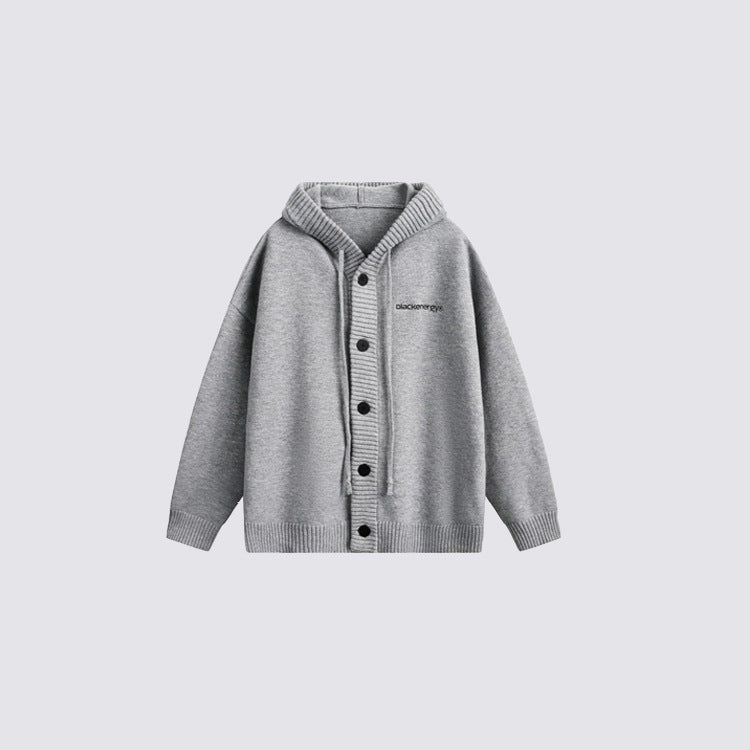 Letter Embroidery Hooded Knit Cardigan WN28125