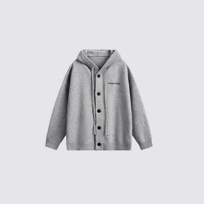 Letter Embroidery Hooded Knit Cardigan WN28125