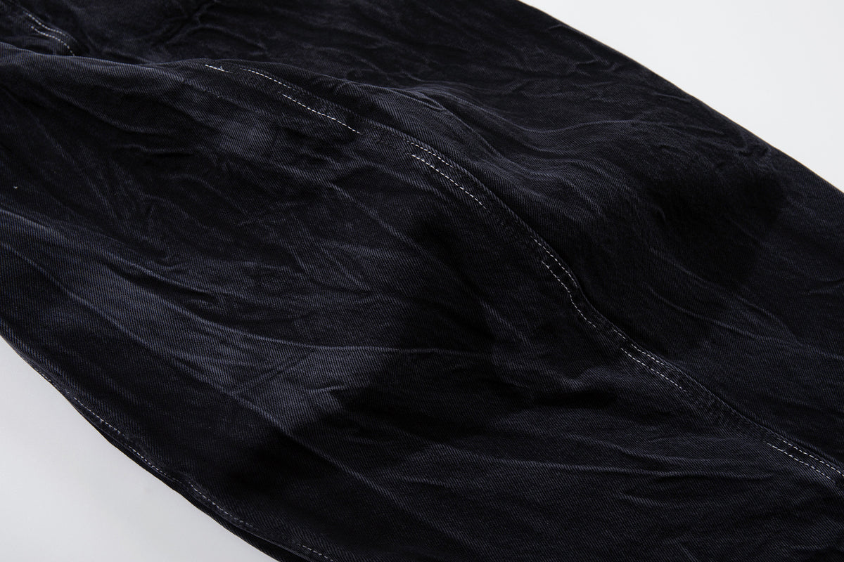 Wrinkle Texture Wide Leg Denim Jeans WN27788