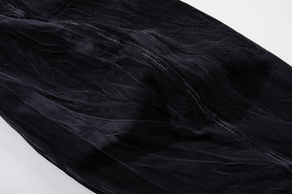 Wrinkle Texture Wide Leg Denim Jeans WN27788
