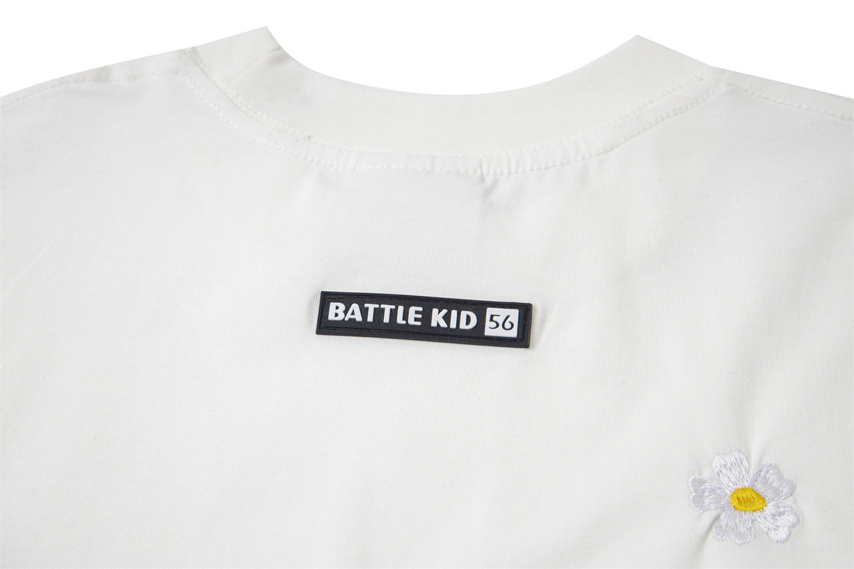 Flower Embroidery Handwritten Letter Short Sleeve T-Shirt WN26921