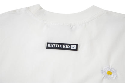 Flower Embroidery Handwritten Letter Short Sleeve T-Shirt WN26921