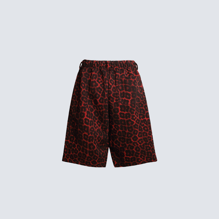 Leopard Graphic Letter Wide Leg Half Pants WN28106