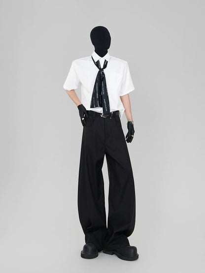 Oversize Short Sleeve Shirt & Curved Wide Leg Trousers Setup WN17445