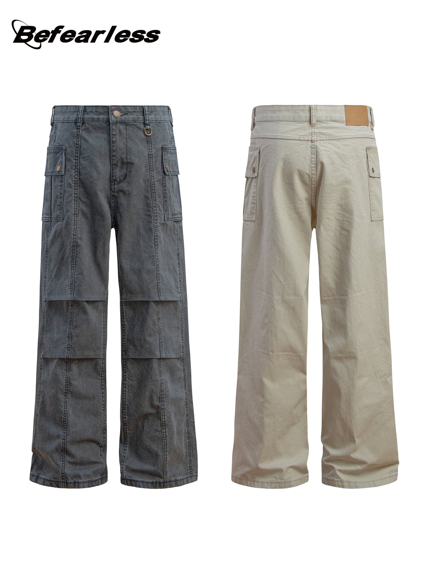 Washed Multi Pocket Panel Wide Leg Pants WN26213