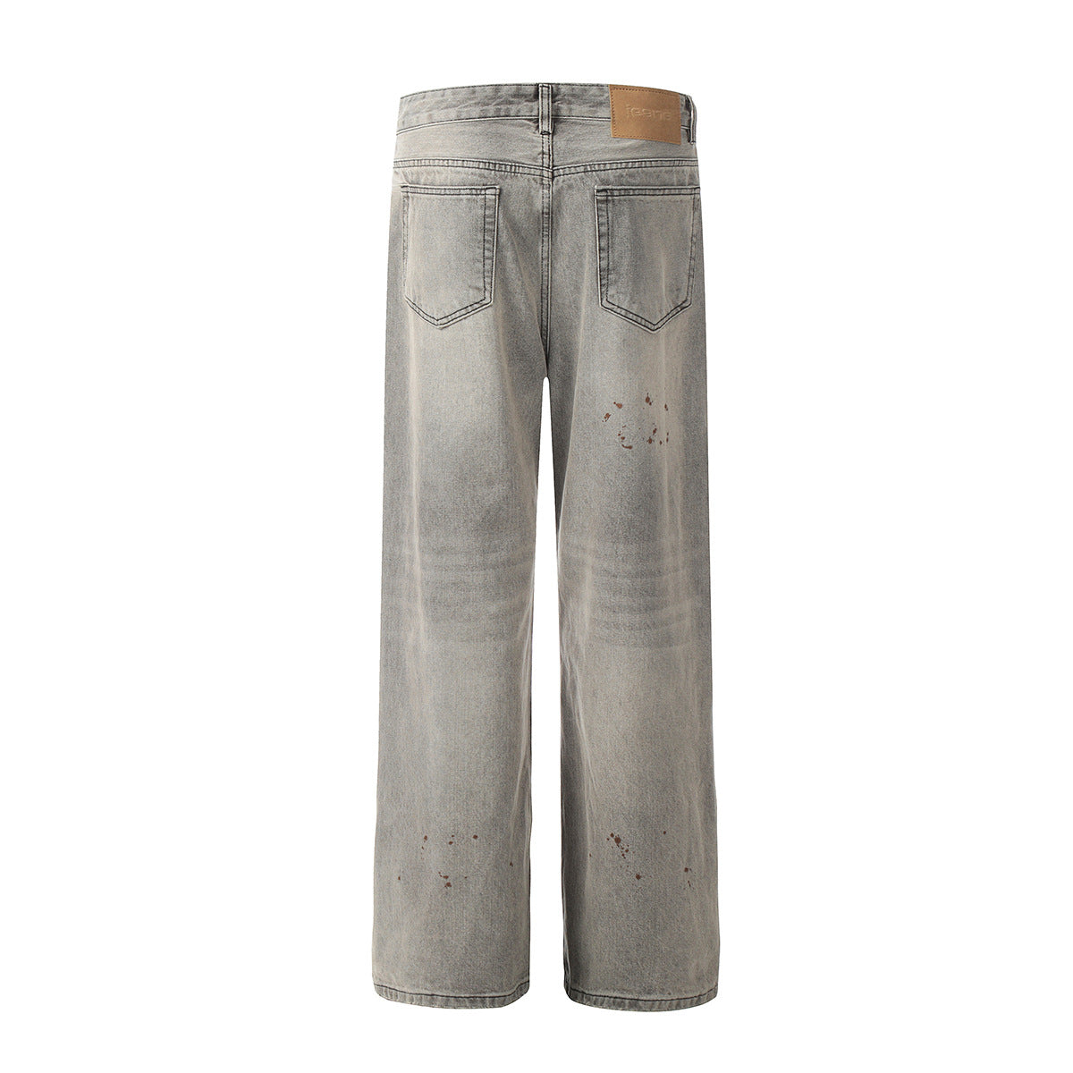 Washed Damage Straight Wide Leg Denim Jeans WN25672