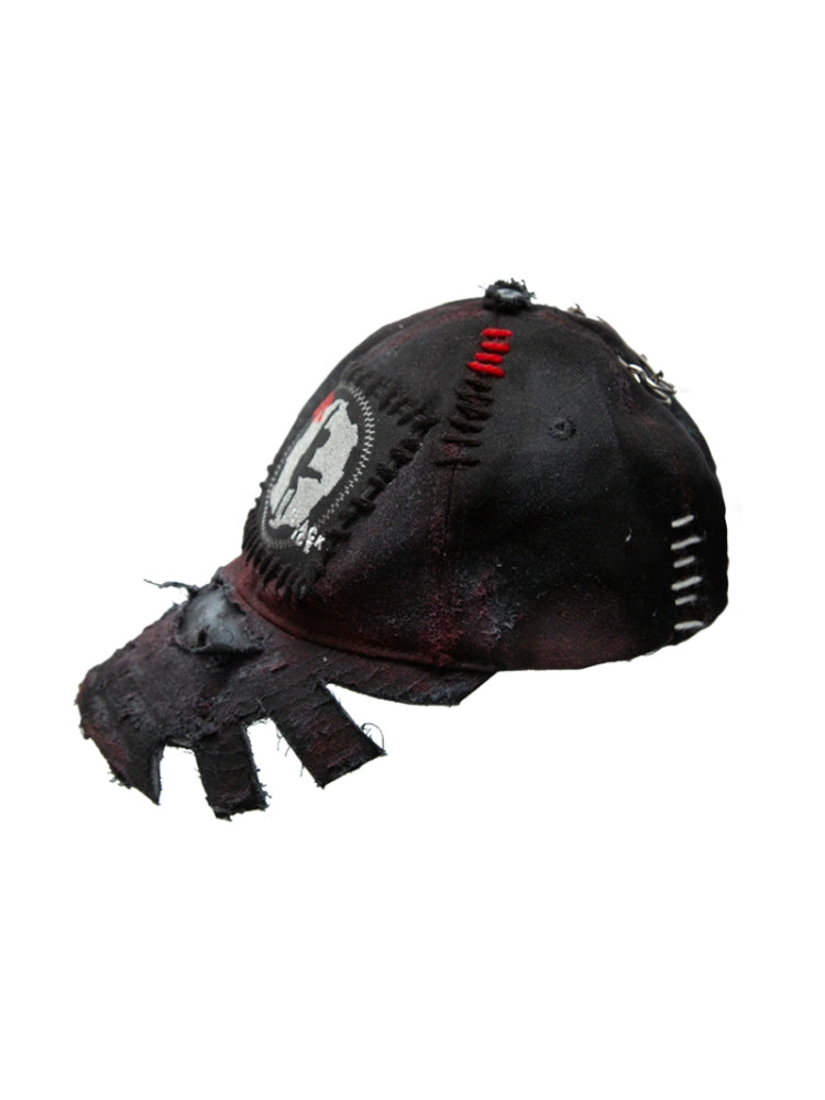 Irregular Damage Punk Curved-Brim Cap WN21116
