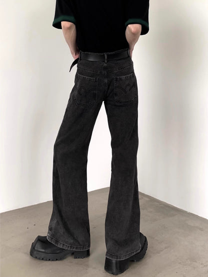 High Waist Wide-Leg Straight Denim Jeans WN7052