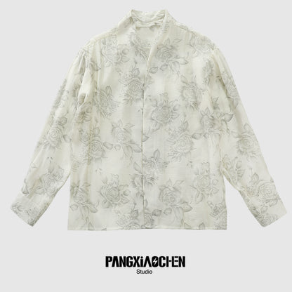 Floral Print Oversize Long Sleeve Shirt WN20495