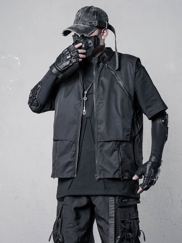 Patchwork Zipper Utility Tactical Vest WN22587